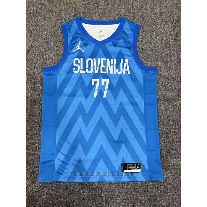 Camiseta Slovenia Luka Doncic #77 Segunda Azul